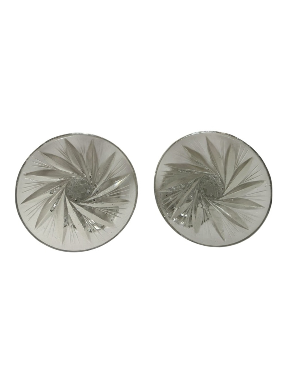 Vintage Bohemian Lead Crystal Star and Pinwheel Candlestick Holders | Set Of 2 - Picture 3 of 9